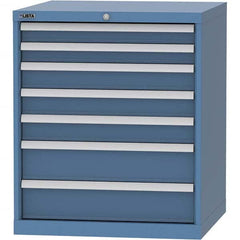 LISTA - 7 Drawer, 45 Compartment Bright Blue Steel Modular Storage Cabinet - USA Tool & Supply