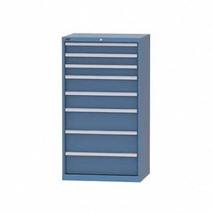 LISTA - 6 Drawer, 124 Compartment Bright Blue Steel Modular Storage Cabinet - USA Tool & Supply