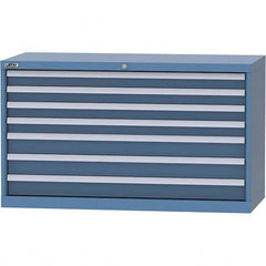 LISTA - 7 Drawer, 99 Compartment Bright Blue Steel Modular Storage Cabinet - USA Tool & Supply
