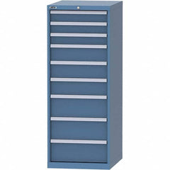LISTA - 9 Drawer, 99 Compartment Bright Blue Steel Modular Storage Cabinet - USA Tool & Supply