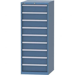LISTA - 9 Drawer, 99 Compartment Bright Blue Steel Modular Storage Cabinet - USA Tool & Supply