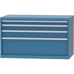 LISTA - 4 Drawer, 99 Compartment Bright Blue Steel Modular Storage Cabinet - USA Tool & Supply