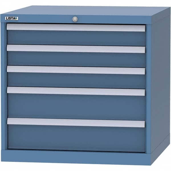 LISTA - 5 Drawer, 45 Compartment Bright Blue Steel Modular Storage Cabinet - USA Tool & Supply