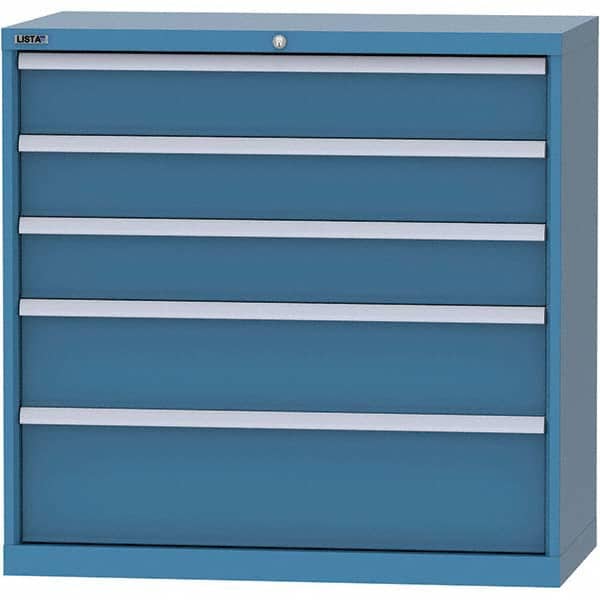 LISTA - 4 Drawer, 84 Compartment Bright Blue Steel Modular Storage Cabinet - USA Tool & Supply