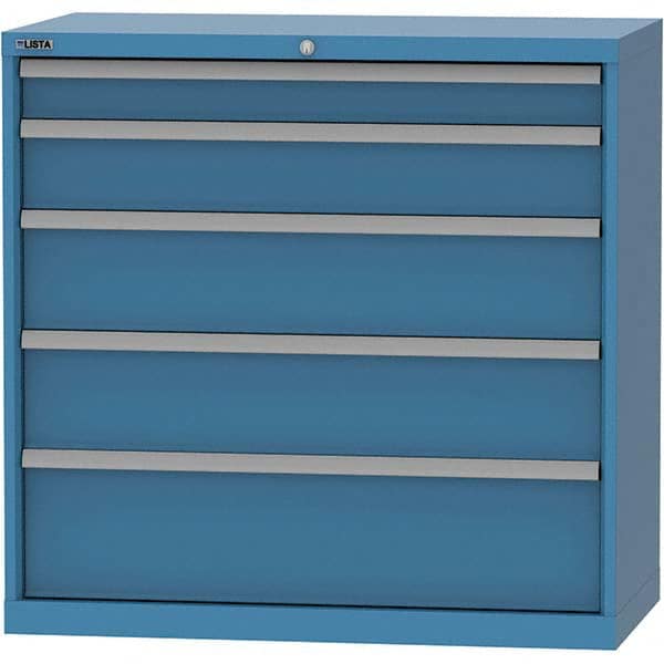 LISTA - 5 Drawer, 84 Compartment Bright Blue Steel Modular Storage Cabinet - USA Tool & Supply