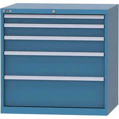 LISTA - 5 Drawer, 84 Compartment Bright Blue Steel Modular Storage Cabinet - USA Tool & Supply