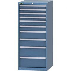 LISTA - 10 Drawer, 99 Compartment Bright Blue Steel Modular Storage Cabinet - USA Tool & Supply