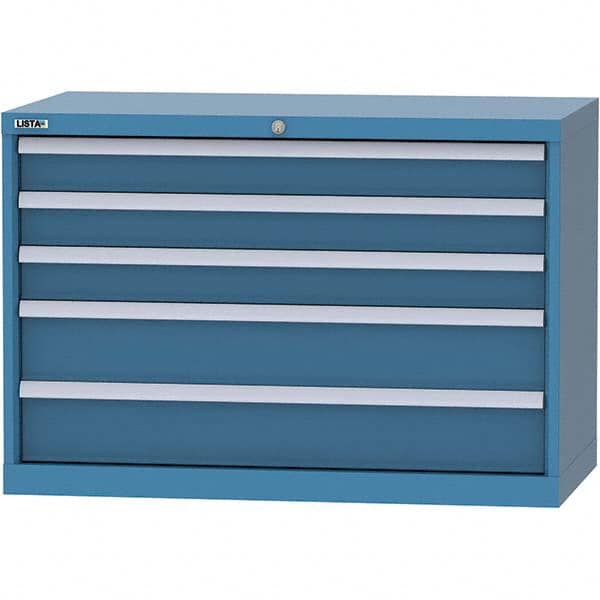 LISTA - 5 Drawer, 84 Compartment Bright Blue Steel Modular Storage Cabinet - USA Tool & Supply