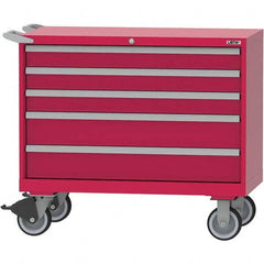 LISTA - 5 Drawer, 84 Compartment Red Steel Modular Storage Cabinet - USA Tool & Supply