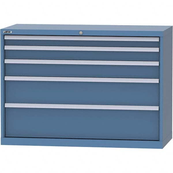 LISTA - 5 Drawer, 99 Compartment Bright Blue Steel Modular Storage Cabinet - USA Tool & Supply