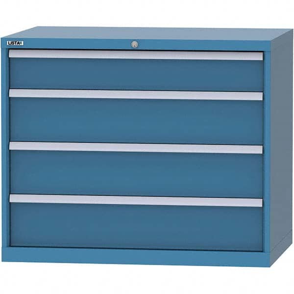 LISTA - 4 Drawer, 99 Compartment Bright Blue Steel Modular Storage Cabinet - USA Tool & Supply