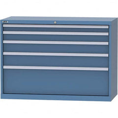 LISTA - 5 Drawer, 99 Compartment Bright Blue Steel Modular Storage Cabinet - USA Tool & Supply