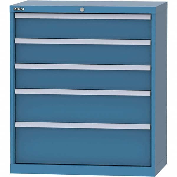 LISTA - 4 Drawer, 84 Compartment Bright Blue Steel Modular Storage Cabinet - USA Tool & Supply