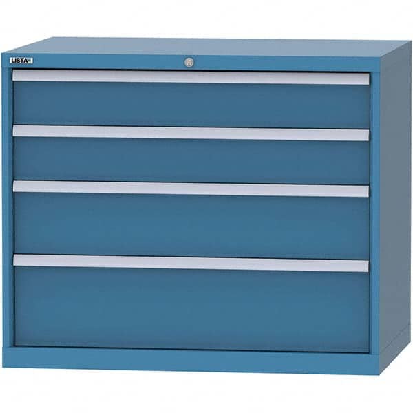 LISTA - 4 Drawer, 84 Compartment Bright Blue Steel Modular Storage Cabinet - USA Tool & Supply