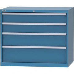 LISTA - 4 Drawer, 84 Compartment Bright Blue Steel Modular Storage Cabinet - USA Tool & Supply