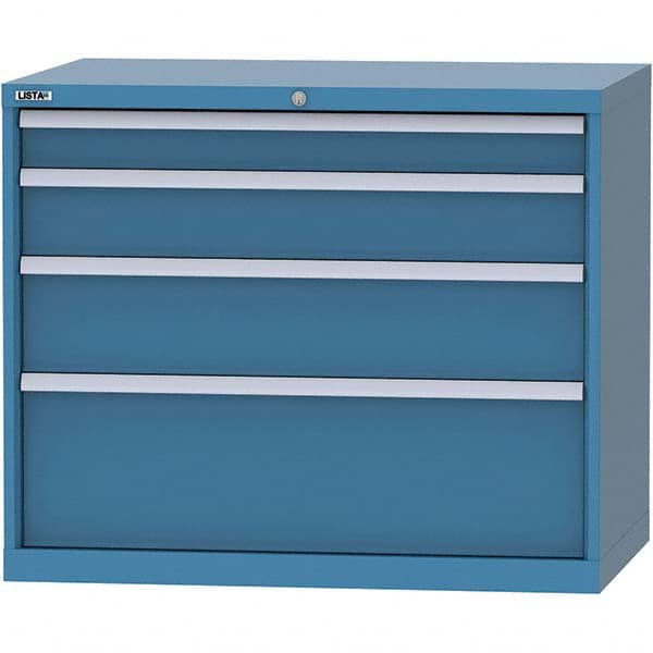 LISTA - 4 Drawer, 84 Compartment Bright Blue Steel Modular Storage Cabinet - USA Tool & Supply