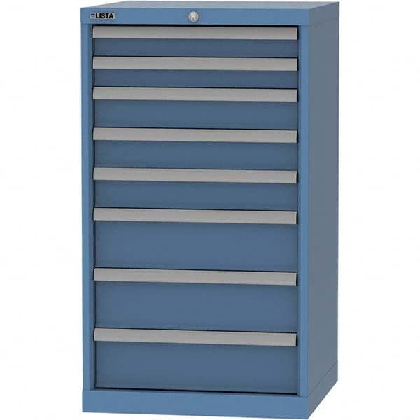 LISTA - 8 Drawer, 84 Compartment Bright Blue Steel Modular Storage Cabinet - USA Tool & Supply