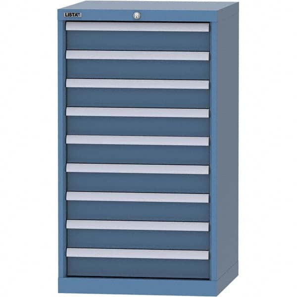 LISTA - 9 Drawer, 84 Compartment Bright Blue Steel Modular Storage Cabinet - USA Tool & Supply
