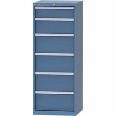 LISTA - 6 Drawer, 84 Compartment Bright Blue Steel Modular Storage Cabinet - USA Tool & Supply