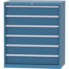 LISTA - 6 Drawer, 84 Compartment Bright Blue Steel Modular Storage Cabinet - USA Tool & Supply
