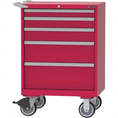 LISTA - 5 Drawer, 124 Compartment Red Steel Modular Storage Cabinet - USA Tool & Supply