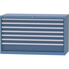 LISTA - 7 Drawer, 99 Compartment Bright Blue Steel Modular Storage Cabinet - USA Tool & Supply