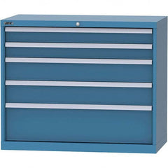 LISTA - 5 Drawer, 84 Compartment Bright Blue Steel Modular Storage Cabinet - USA Tool & Supply