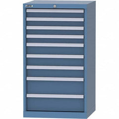 LISTA - 9 Drawer, 84 Compartment Bright Blue Steel Modular Storage Cabinet - USA Tool & Supply