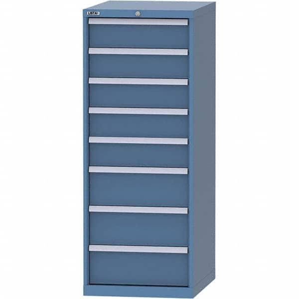 LISTA - 8 Drawer, 99 Compartment Bright Blue Steel Modular Storage Cabinet - USA Tool & Supply