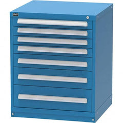 Vidmar - 7 Drawer, 344 Compartment Bright Blue Steel Modular Storage Cabinet - USA Tool & Supply