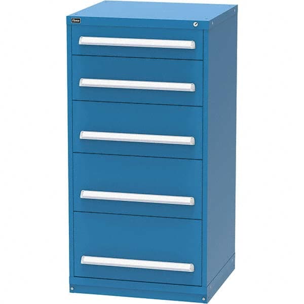Vidmar - 5 Drawer, 124 Compartment Bright Blue Steel Modular Storage Cabinet - USA Tool & Supply