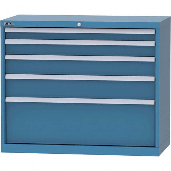 LISTA - 5 Drawer, 84 Compartment Bright Blue Steel Modular Storage Cabinet - USA Tool & Supply