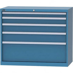 LISTA - 5 Drawer, 84 Compartment Bright Blue Steel Modular Storage Cabinet - USA Tool & Supply