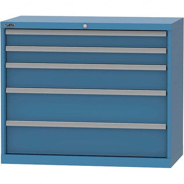 LISTA - 5 Drawer, 84 Compartment Bright Blue Steel Modular Storage Cabinet - USA Tool & Supply