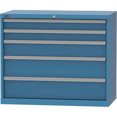 LISTA - 5 Drawer, 84 Compartment Bright Blue Steel Modular Storage Cabinet - USA Tool & Supply