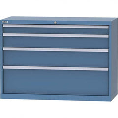 LISTA - 4 Drawer, 99 Compartment Bright Blue Steel Modular Storage Cabinet - USA Tool & Supply