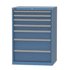 LISTA - 7 Drawer, 124 Compartment Bright Blue Steel Modular Storage Cabinet - USA Tool & Supply