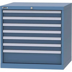 LISTA - 7 Drawer, 45 Compartment Bright Blue Steel Modular Storage Cabinet - USA Tool & Supply