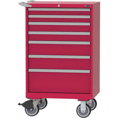 LISTA - 7 Drawer, 124 Compartment Bright Blue Steel Modular Storage Cabinet - USA Tool & Supply