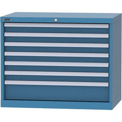 LISTA - 7 Drawer, 84 Compartment Bright Blue Steel Modular Storage Cabinet - USA Tool & Supply