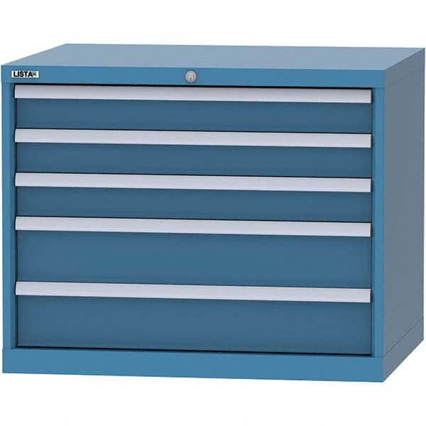 LISTA - 5 Drawer, 84 Compartment Bright Blue Steel Modular Storage Cabinet - USA Tool & Supply