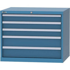 LISTA - 5 Drawer, 84 Compartment Bright Blue Steel Modular Storage Cabinet - USA Tool & Supply