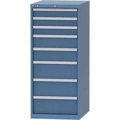 LISTA - 8 Drawer, 99 Compartment Bright Blue Steel Modular Storage Cabinet - USA Tool & Supply