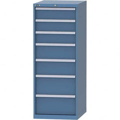 LISTA - 7 Drawer, 99 Compartment Bright Blue Steel Modular Storage Cabinet - USA Tool & Supply