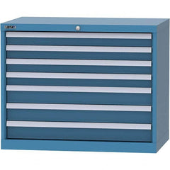 LISTA - 7 Drawer, 84 Compartment Bright Blue Steel Modular Storage Cabinet - USA Tool & Supply