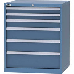 LISTA - 6 Drawer, 45 Compartment Bright Blue Steel Modular Storage Cabinet - USA Tool & Supply