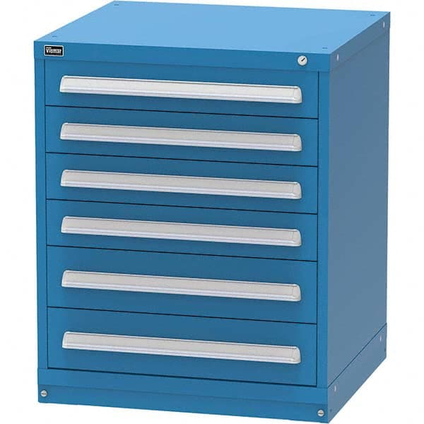 Vidmar - 6 Drawer, 344 Compartment Bright Blue Steel Modular Storage Cabinet - USA Tool & Supply