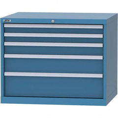 LISTA - 5 Drawer, 84 Compartment Bright Blue Steel Modular Storage Cabinet - USA Tool & Supply