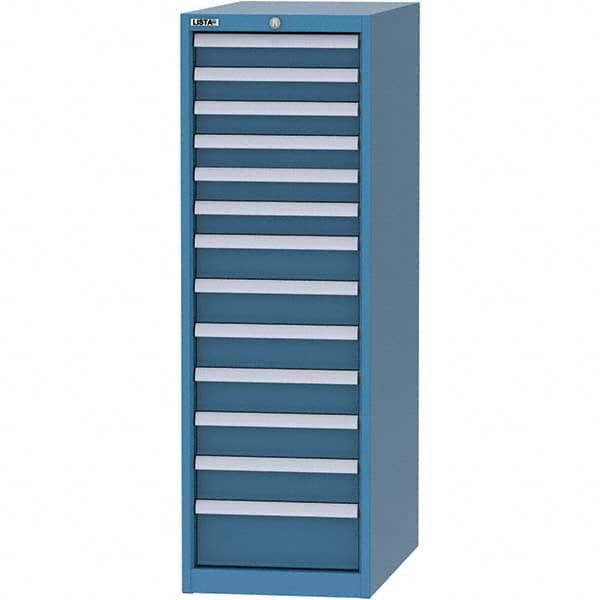 LISTA - 13 Drawer, 45 Compartment Bright Blue Steel Modular Storage Cabinet - USA Tool & Supply