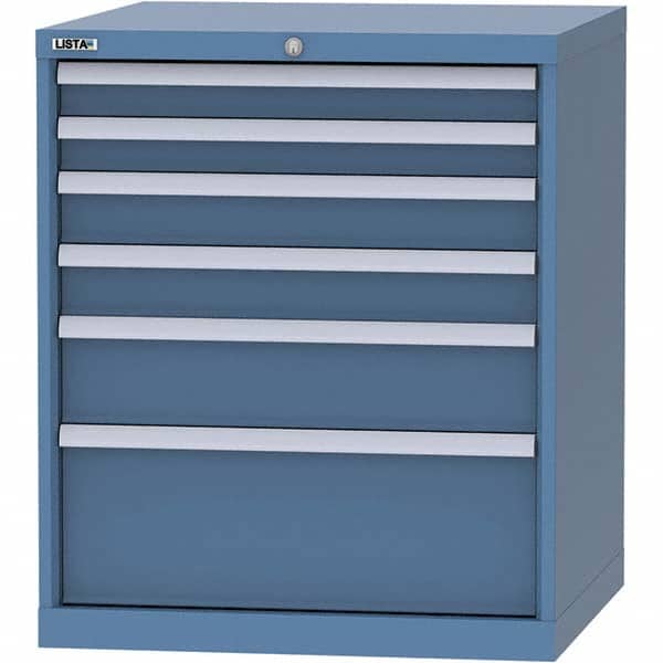 LISTA - 6 Drawer, 45 Compartment Bright Blue Steel Modular Storage Cabinet - USA Tool & Supply